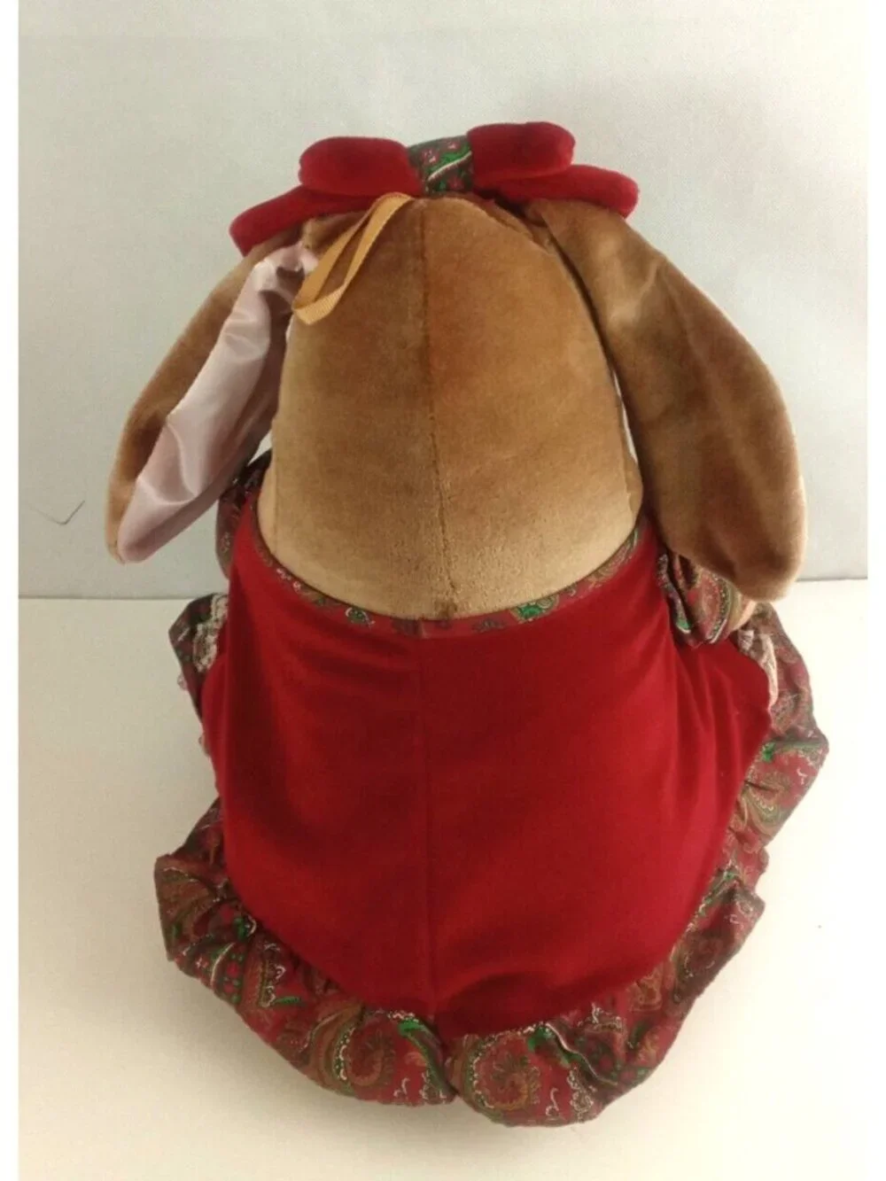 1985 Toys R Us Velveteen Bunny Easter Rabbit Red Dress Stuffed Plush 13